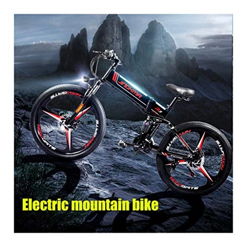 Folding Electric Mountain Bike : ZJGZDCP Folding Electric Mountain Bike 48V 10.4Ah Removable Lithium Battery Beach Snow Folden Electric Bicycle City Commute Adult 350w Mountain E-Bike (Color : Black)