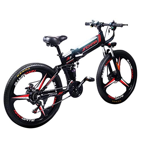 Folding Electric Mountain Bike : ZJGZDCP Snow Mountain Electric Bike Folden Beach E Bike 48V 350W Road Bike Mountain Bike Electric Bike With Removable Lithium-Ion Batteryfor City Commute Adult (Color : Black)