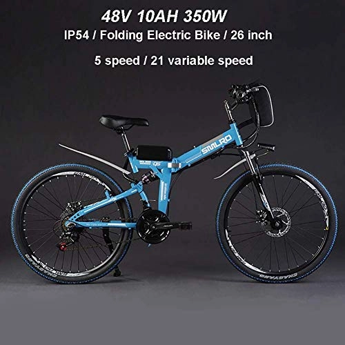 Folding Electric Mountain Bike : ZLZNX Electric Bikes for Adult, Magnesium Alloy Ebikes Bicycles All Terrain, 26" 36V 350W 13Ah Removable Lithium-Ion Battery Mountain Ebike, Blue