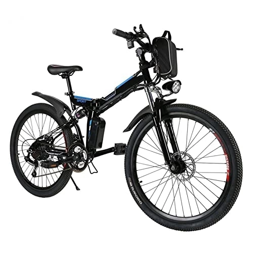 Folding Electric Mountain Bike : ZYLEDW 26 inch Foldable Electric Mountain Bicycle 250W with Removable 36 V 8A Lithium Battery 18.6 MPH E-Bike, 21 Speed Gear Mountain Beach Snow Bike for Adults (Color : Black)