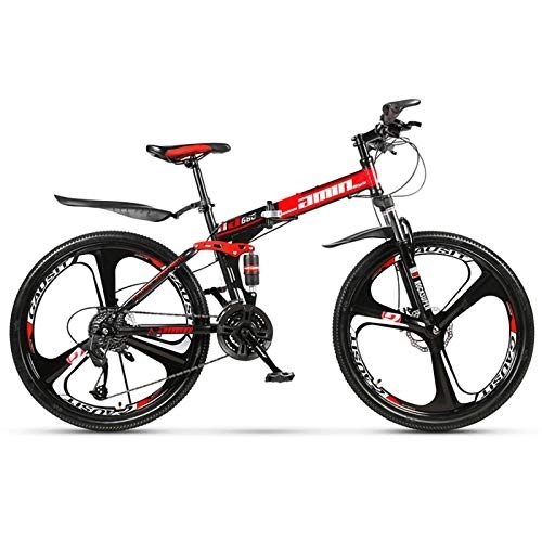 Folding Mountain Bike : 21 / 24 / 27 / 30 Speed Folding Mountain Bike, 24 / 26 Inch Double Shock Folding Outroad Bicycles with Double Disc Brake for Adults Women Men City Urban Folding MTB Bicycle B, 24 inch 27 speed