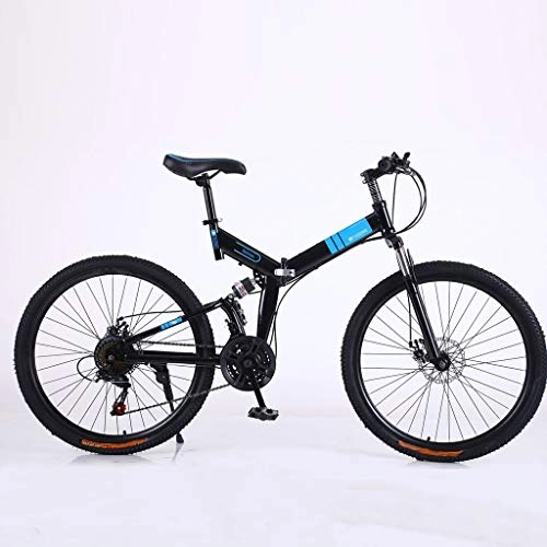 Folding Mountain Bike : 24 / 26 Inch Adult 30-speed Paint Lining, Y-type Shock-absorbing Folding Disc Brake, Variable Speed Mountain Bike, Adjustable Shock-absorbing Mountain Bike (Color : Black, Size : 24 inch 24 speed)