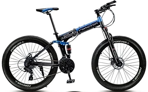 Folding Mountain Bike : 26'' Folding Bike Multi Spokes, Full Suspension Mountain Bicycle with Dual Disc Brake Dual Disc Brake MTB Bike for Adult, Sports Outdoor Adult Bike Blue, 26 inches
