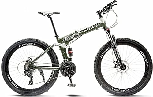 Folding Mountain Bike : 26'' Folding Bike Multi Spokes, Full Suspension Mountain Bicycle with Dual Disc Brake Dual Disc Brake MTB Bike for Adult, Sports Outdoor Adult Bike Green, 26 inches
