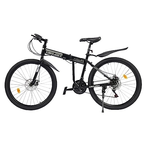 Folding Mountain Bike : 26 Inch 21-Speed Folding Road Bike Adult, Mountain Bike With Wheel Splash Protection, Double Disc Brakes Front And Rear And Lockable Fork, Gift