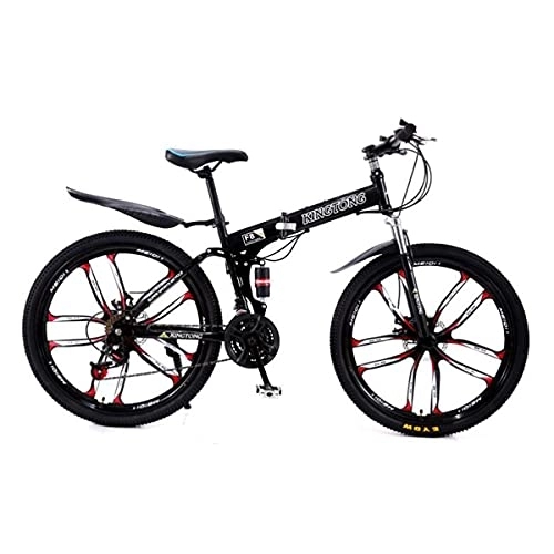Folding Mountain Bike : 26 Inch Foldable Mountain Bike Carbon Steel 21 Speeds With Shock-absorbing Front Fork Foldable Men MTB Bicycle For Men Woman Adult And Teens, Multiple Colors(Color:black)