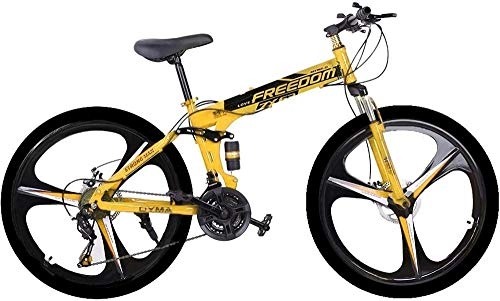 Folding Mountain Bike : 26-Inch Foldable Mountain Bike Cool City Bike Unisex Outdoor Bike 21-Speed Full Suspension Spin Bike Exercise