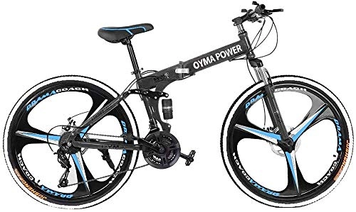 Folding Mountain Bike : 26-Inch Foldable Mountain Bike Cool City Bike Unisex Outdoor Bike21-Speed Full Suspension Spin Bike Outdoor Cycling Bike