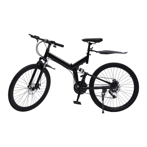 Folding Mountain Bike : 26 Inch Folding Bike Adult Bike 21 Speed Mountain Bike Youth Bike with Full Suspension Disc Brake Suitable for Outdoor Sports, Racing, Training, Travel