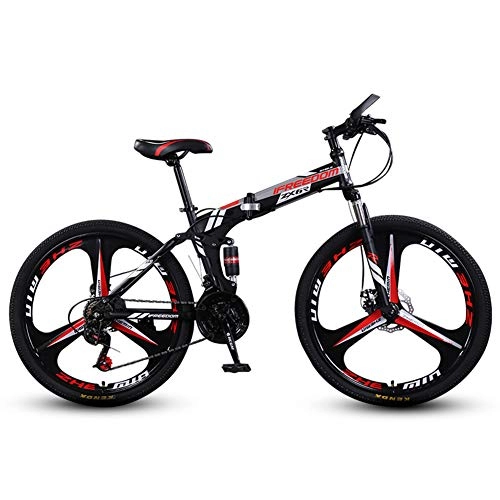 Folding Mountain Bike : 26 Inch Men's Mountain Bikes, Foldable Sports / Mountain Bike 24 / 26 Inches 3 Cutter Wheel, Mountain Bicycle with Front Suspension Adjustable Seat, 27-stage shift, 26inches