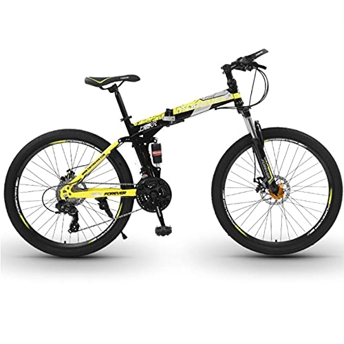 Folding Mountain Bike : 26-Inch Mountain Bike, Folding Bicycle With Bicycle Front Bag / water Bottle Holder / flashlight Men Women Portable Bicycle, 21 / 24 / 27 / 30 Speed Front And Rear Double Shock Absorbe(Size:24 speed , Color:Green)