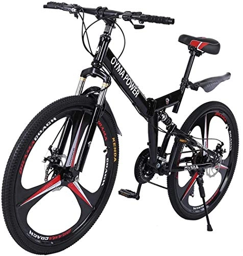 Folding Mountain Bike : 26in Folding Mountain Bike Full Suspension Bikes Road Bicycle Bike Trail Road Bike 21 Speed Drivetrain Double Hydraulic Disc Brakes