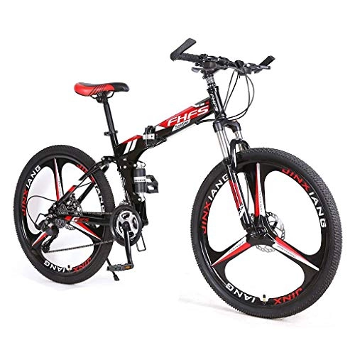 Folding Mountain Bike : Adult Mountain Bike, 24 Inch Wheels, Mountain Trail Bike High Carbon Steel Folding Outroad Bicycles, 21 / 24 / 27-Speed Bicycle Full Suspension MTB Gears Dual Disc Brakes Mountain Bicycle jianyou