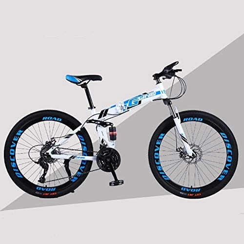 Folding Mountain Bike : All Terrain Mountain Bike, Mountain Bike, 24"Fold Double Disc Brakes Damping Mountain Bike 21 Speed High Carbon Steel Frame Unisex Variable Speed Folding Bicycle