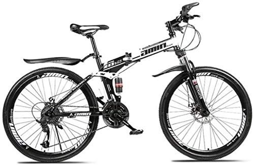 Folding Mountain Bike : Aoyo Lightweight Aluminum Frame Folding Bikes, 26Inch 24-Speed Mountain Bike Double Disc Brake Full Suspension Anti-Slip, Suspension Fork