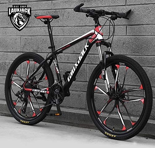 Folding Mountain Bike : AP.DISHU 26 Inch Wheels Youth And Adult Mountain Bike (21-30 Speeds Options) Road Bicycle Racing Dual Disc Brake Bicycles, Black Red, 21 Speed