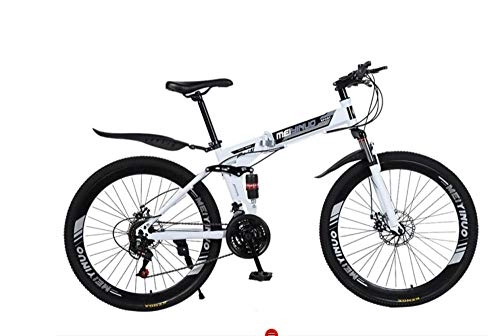 Folding Mountain Bike : ART-HDeck Mountain Bike 30 Cutter Wheel white 26 inch / 24 speed Steel Frame MTB Bicycle with Dual Suspension Folding Bike Disc Brake Mountain Bike for Adult