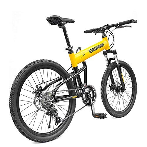 Folding Mountain Bike : AUTOKS Mountain Bicycle, 24" Folding Bike 24 / 27 Speed Mountain Bike Lightweight Aluminum Full Suspension Frame, Suspension Fork, Disc Brake