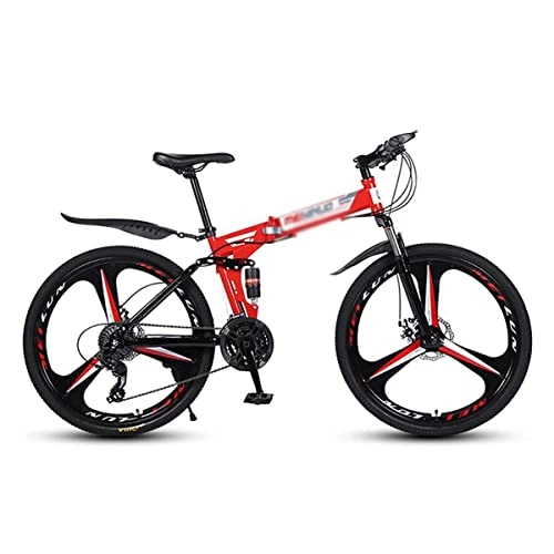 Folding Mountain Bike : BaiHogi Professional Racing Bike, Folding Mountain Bike 21 Speed Dual Disc Brake 26 Wheels Suspension Fork Mountain Bicycle for Men Woman Adult and Teens / Red / 21 Speed (Color : Red, Size : 27 Speed)