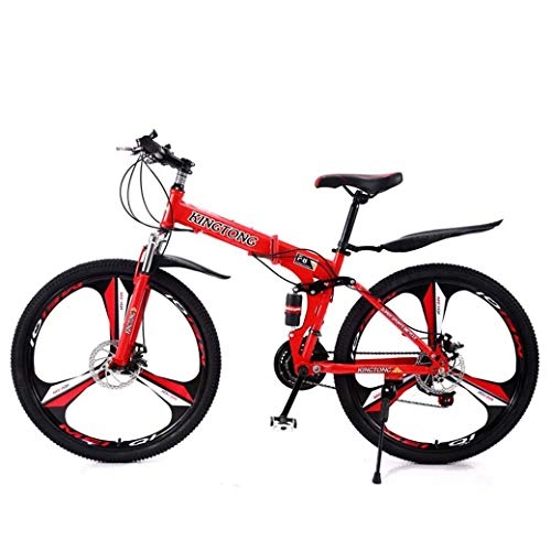 Folding Mountain Bike : BANANAJOY Outdoor sports Mountain Bike Folding Bikes, 24Speed Double Disc Brake Full Suspension AntiSlip, Lightweight Aluminum Frame, Suspension Fork, Multiple Colors24 Inch / 26 Inch