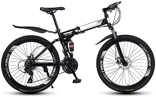 Folding Mountain Bike : Bicycle 26 Inch Folding Mountain Bikes, 40 Cutter Wheels High Carbon Steel Frame Variable Speed Double Shock Absorption, All Terrain Adult Quick Foldable Bicycle, Men Women General Purpose