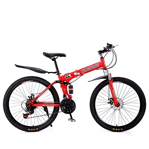 Folding Mountain Bike : BXU-BG Outdoor sports Mountain Bike Folding Bikes, 24Speed Double Disc Brake Full Suspension AntiSlip, Lightweight Aluminum Frame, Suspension Fork, Multiple Colors24 Inch / 26 Inch