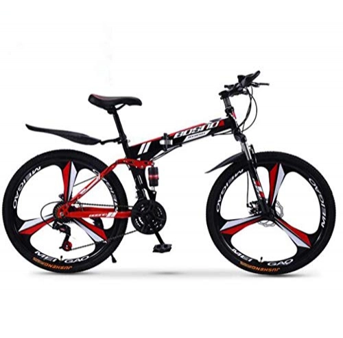 Folding Mountain Bike : BXU-BG Outdoor sports Mountain Bike Folding Bikes, 27Speed Double Disc Brake Full Suspension AntiSlip, OffRoad Variable Speed Racing Bikes for Men And Women (Color : A1, Size : 26 inch)