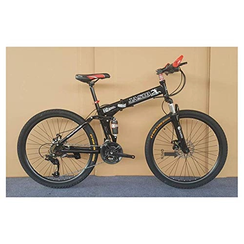 Folding Mountain Bike : Chenbz Outdoor sports 26'' Folding Mountain Bike, 27 Speed Gears, Lightweight Iron Frame, Foldable Bicycle with AntiSkid And WearResistant Tire for Adults (Color : Black)
