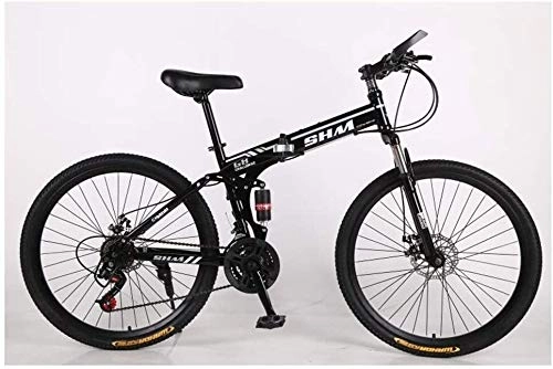 Folding Mountain Bike : Chenbz Outdoor sports Bikes / Folding Bikes Folding Mountain Bike Adult Variable Speed Bicycle 26 Inch Cross Country Bicycle Shock Absorber Black Disc Brake