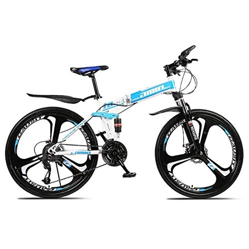 Folding Mountain Bike : Chenbz Outdoor sports Folding Mountain Bike, 26 Inch, 27 Speed, Variable Speed, Double Disc Brakes, Shock Absorption, OffRoad Bicycle, Adult Men Outdoor Riding, Yellow (Color : Blue)