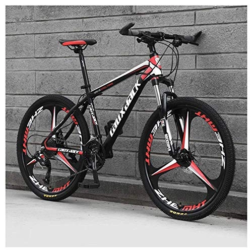 Folding Mountain Bike : Chenbz Outdoor sports Mountain Bike 26 Inches, 3 Spoke Wheels with Dual Disc Brakes, Front Suspension Folding Bike 27 Speed MTB Bicycle, Red