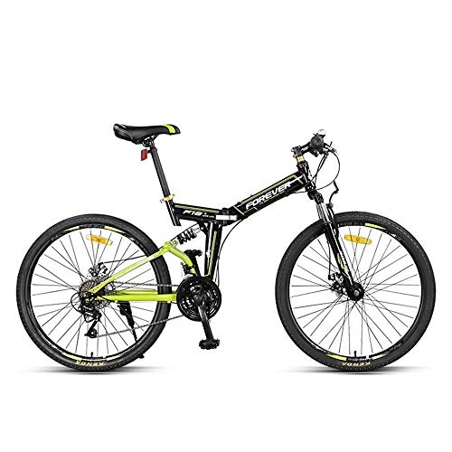 Folding Mountain Bike : CHEZI Light BicycleFolding Mountain Bike Off-Road Bike Shock Absorber Front and Rear Double Disc Brakes Soft Tail Frame Student Adult Bicycle 24 Speed