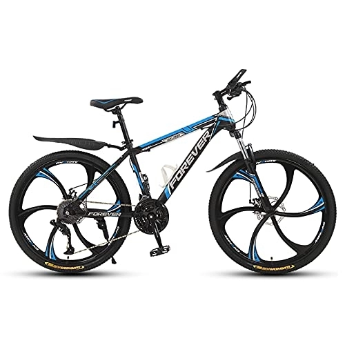 Folding Mountain Bike : City Folding Car Adult Folding Bike, Light Mountain Bicycle 6-Knife Wheel Double Shock Absorption, Folding Car Double Disc Brake A Variety Of Colors(Size:30 speed, Color:Blue)