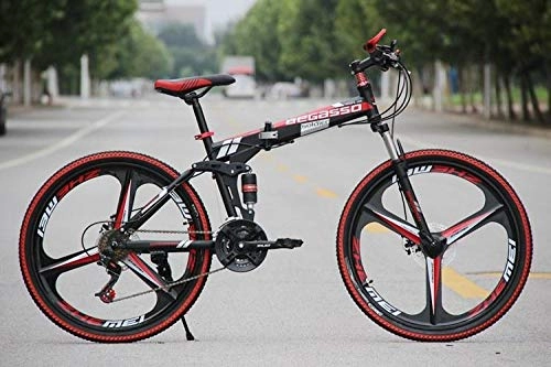 Folding Mountain Bike : Convenient Foldable Ultra-Lightweight Mountain Bike 4-Variable Speeds Dual Brake Folding Bicycle For Student Man And Women Adult Bike (Color : Black 3 blade, Size : 30)