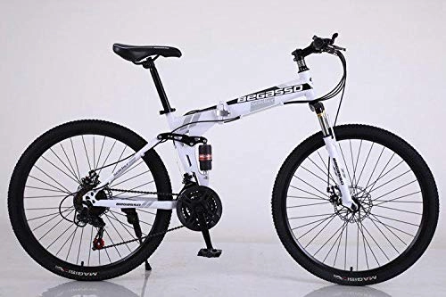 Folding Mountain Bike : Convenient Foldable Ultra-Lightweight Mountain Bike 4-Variable Speeds Dual Brake Folding Bicycle For Student Man And Women Adult Bike (Color : White, Size : 21)