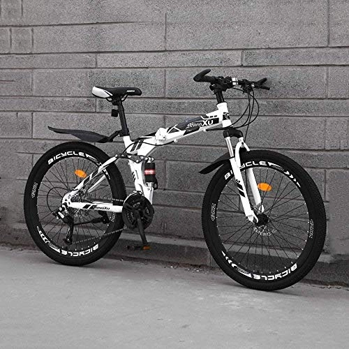 Folding Mountain Bike : DALUXE 24 Speed Folding Mountain Road Bike Beach Bicycle 24-inch Male And Female Students Shift Double Absorber Shock Adult Child Bike Dual Disc Track Shift Urban Gift, whi.