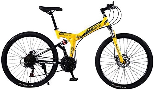 Folding Mountain Bike : DALUXE Adult Mountain Bike, 24 Inch Wheels, Men Women Mountain Trail Bike High Carbon Outroad Folding Steel Bicycles, 21-speed bicycle full suspension mtb gears dual disc brakes mountai.