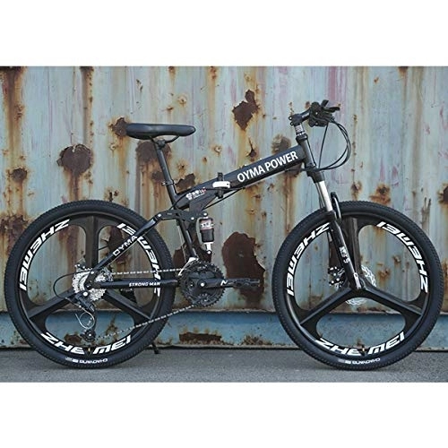 Folding Mountain Bike : Dapang 26" / 26inch Folding Mountain Bike, 21 / 24 / 27 speed, Unisex, Steel Frame 6 Spokes Integrated Wheel, Premium Full Suspension, 5, 27speed