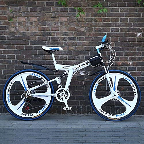 Folding Mountain Bike : Dapang Folding Mountain Bike with 26" Super Lightweight Magnesium Alloy, Premium Full Suspension and Shimano 21 Speed Gear, 10, 24