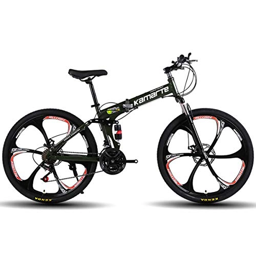 Folding Mountain Bike : Dapang Full Dual-Suspension Mountain Bike, Featuring 26-Inch Wheels / Aluminum Frame with Disc Brakes, 27-Speed Shimano Drivetrain, in Multiple Colors, 5, 21Speed