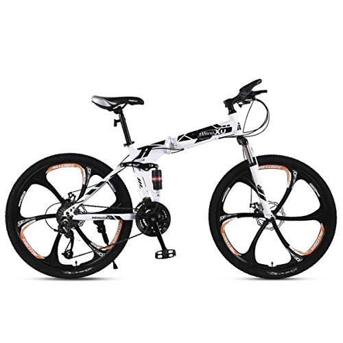 Folding Mountain Bike : Dapang Mountain Bike 21 / 24 / 27 Speed Steel Frame 24 Inches 3-Spoke Wheels Suspension Folding Bike, 2, 24speed