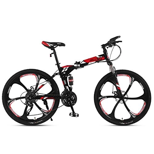 Folding Mountain Bike : Dapang Mountain Bike 21 / 24 / 27 Speed Steel Frame 24 Inches 3-Spoke Wheels Suspension Folding Bike, 3, 27speed