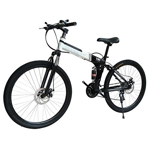 Folding Mountain Bike : Dapang Mountain Bike 27 Speed Steel Frame 26 Inches 3-Spoke Wheels Dual Suspension Folding Bike Blackwhite, 13, 21speed