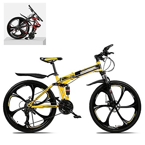 Folding Mountain Bike : DEAR-JY 26 Inch Folding Mountain Bikes, High Carbon Steel Frame Double Shock Absorption 21 / 24 / 27 / 30 Speed Variable, All Terrain Quick Foldable Adult Mountain Off-Road Bicycle, C, 21 Speed