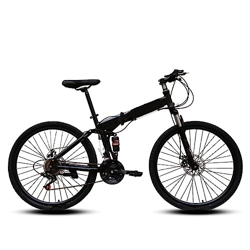 Folding Mountain Bike : DIOTTI Folding Bicycle Black 24 Inch 26 Inch Variable Speed Shock Absorption Bicycle Disc Brake Student Mountain Bike (24)