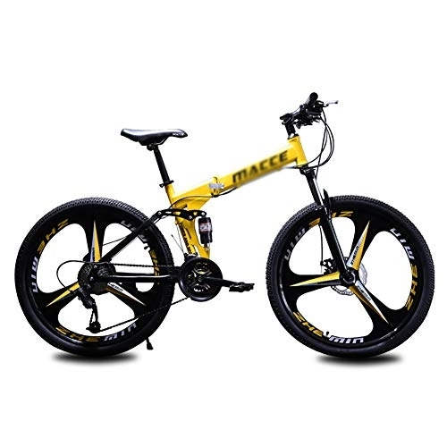 Folding Mountain Bike : DULPLAY Mountain Bicycle, 24 Inch 24 Speed Variable Speed Double Shock Absorption Mountain Bike, Folding Mountain Bikes Yellow 24", 24-speed