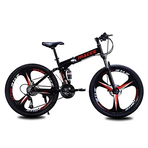 Folding Mountain Bike : DULPLAY Mountain Bicycle, 24 Inch 27 Speed Variable Speed Double Shock Absorption Mountain Bike, Folding Mountain Bikes Black 24", 27-speed