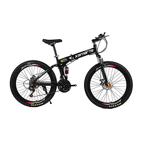 Folding Mountain Bike : EAHKGmh 26 Inch Comfortable Folding Mountain Bike High Strength Shockproof Speed Double Disc Braker Bicycle for Men Women (Color : Black, Size : 26 inch 21 speed)