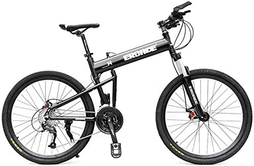 Folding Mountain Bike : EMPTY Mountain Bike Bicycle Adult Folding 24Inch Double disc brake Off-Road Speed Racing Boys And Girls Hardtail Bicycle, Black, 24 speed (Color : Black, Size : 27 speed)