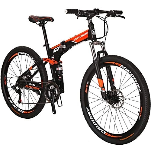 Folding Mountain Bike : Eurobike JMC Folding Mountain Bike G7 27.5Inch 21 Speed Dual Disc Brake Adult Folding Bike for Men / Women (Orange)